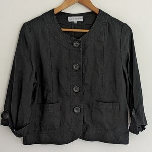 Marvin Richards Linen Button Up Jacket Black Size Medium